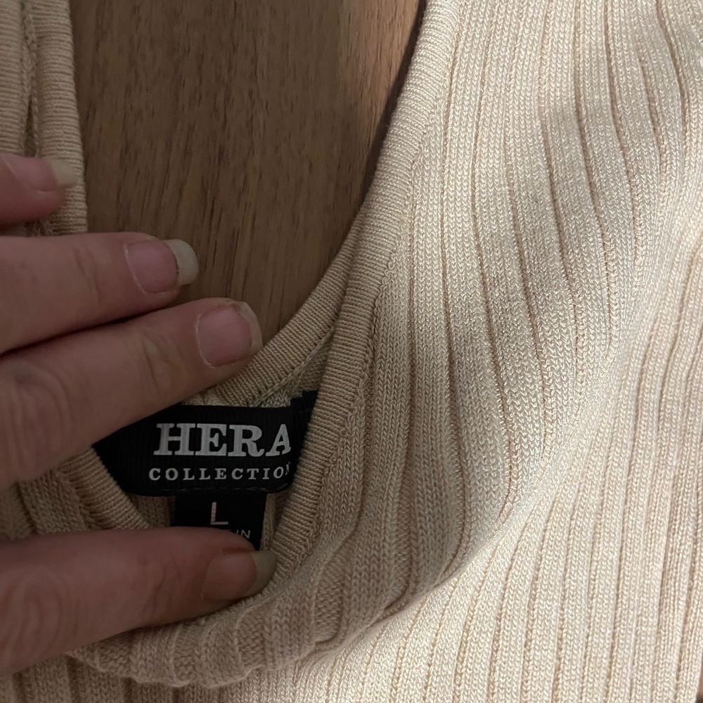 Hera Collection Cream Ribbed Knit Top - Picture 2 of 2